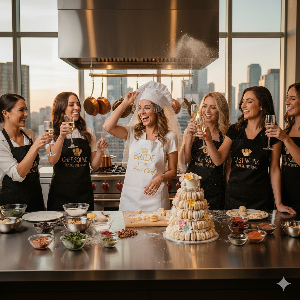 Un grupo de amigas celebrando una despedida de solteras en Mi Cocina